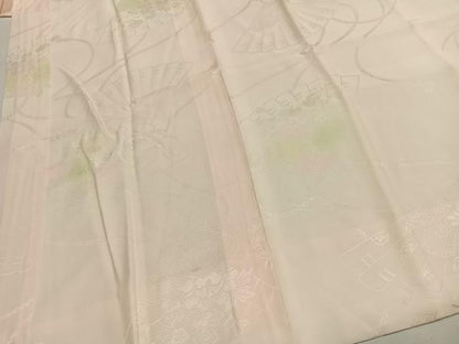 平和屋着物●振袖用長襦袢　袷　扇面花地紋　暈し染め　半衿刺繍　正絹　逸品　AABG4650fy