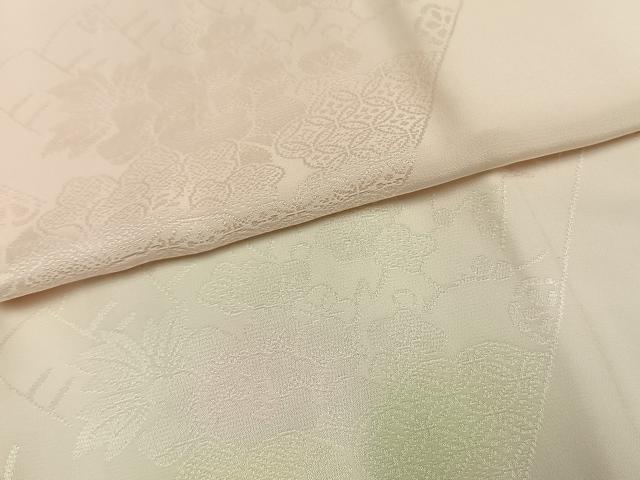 平和屋着物●振袖用長襦袢　袷　扇面花地紋　暈し染め　半衿刺繍　正絹　逸品　AABG4650fy