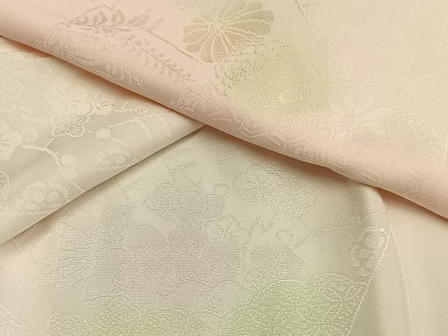 平和屋着物●振袖用長襦袢　袷　扇面花地紋　暈し染め　半衿刺繍　正絹　逸品　AABG4650fy