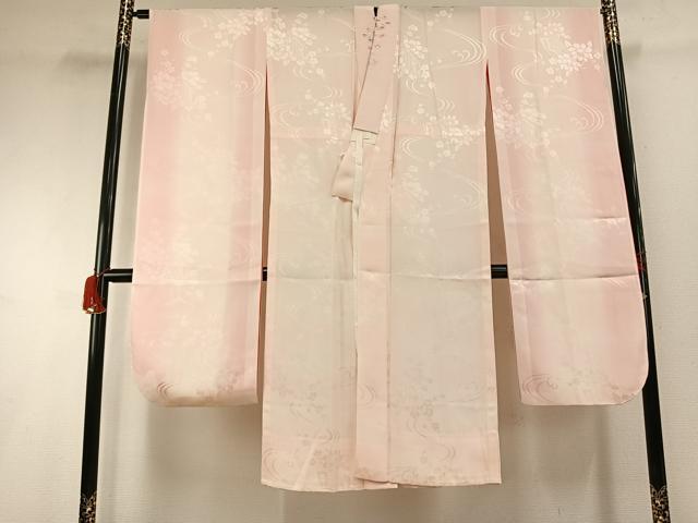平和屋着物●豪華振袖・長襦袢(無双仕立て)セット　草花文　暈し染め　金彩　半衿刺繍　正絹　逸品　AABG4652fy