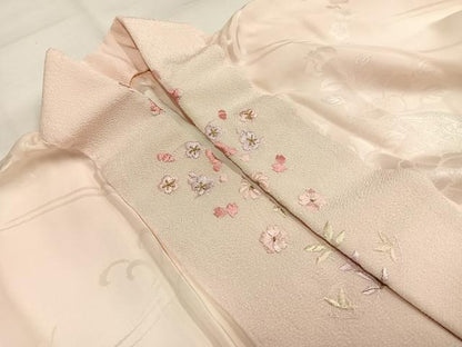 平和屋着物●豪華振袖・長襦袢(無双仕立て)セット　草花文　暈し染め　金彩　半衿刺繍　正絹　逸品　AABG4652fy
