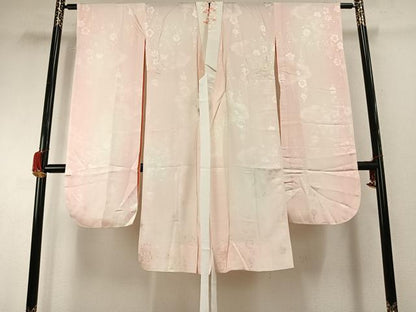 平和屋着物●豪華振袖・長襦袢(無双仕立て)セット　駒刺繍　総絞り　舞花文　黒地　半衿刺繍　正絹　逸品　AABG4653fy