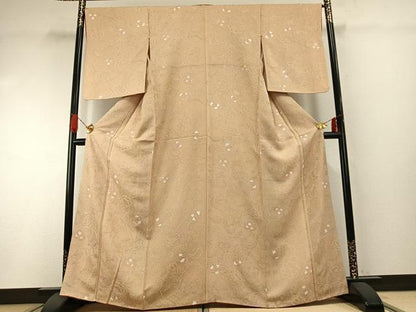 平和屋着物●上質な小紋　地紋起こし　花唐草文　正絹　逸品　AABG4656fy