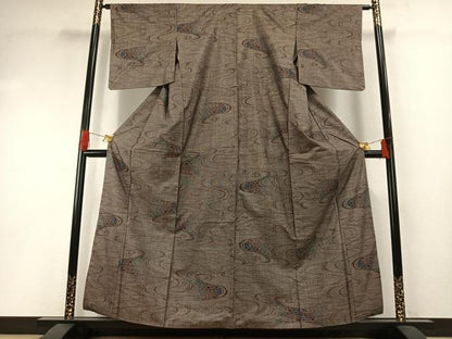 平和屋着物●本場大島紬　カタス9マルキ　流水文　正絹　逸品　AABG4658fy