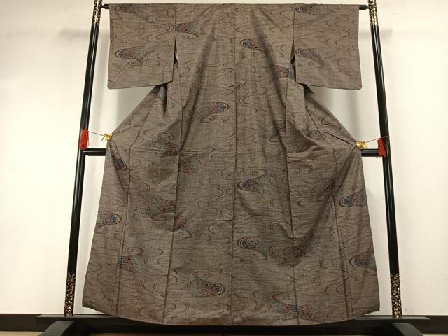 平和屋着物●本場大島紬　カタス9マルキ　流水文　正絹　逸品　AABG4658fy