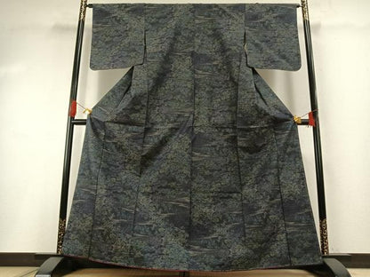平和屋着物●本場大島紬　風景文　正絹　逸品　未使用　AABG4659fy