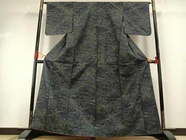 平和屋着物●本場大島紬　風景文　正絹　逸品　未使用　AABG4659fy