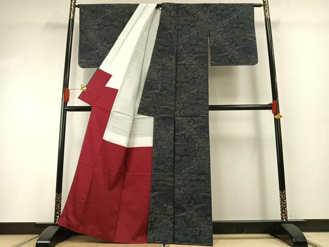 平和屋着物●本場大島紬　風景文　正絹　逸品　未使用　AABG4659fy