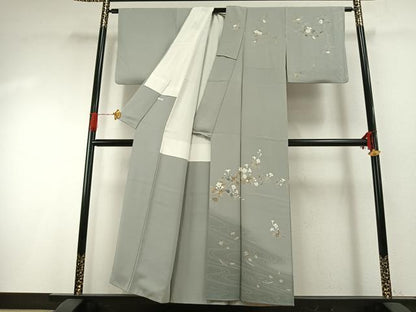 平和屋着物●訪問着　友禅　作家物　枝花文　暈し染め　正絹　逸品　AABG4661fy