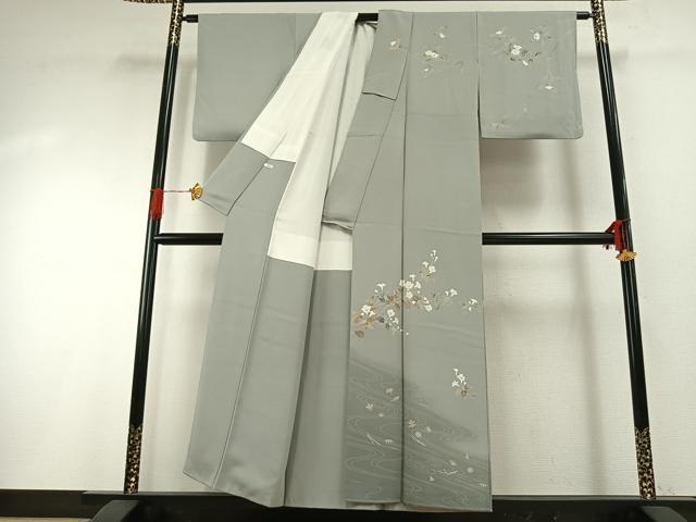 平和屋着物●訪問着　友禅　作家物　枝花文　暈し染め　正絹　逸品　AABG4661fy