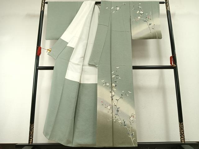 平和屋着物●訪問着　友禅　作家物　枝花文　暈し染め　正絹　逸品　AABG4665fy