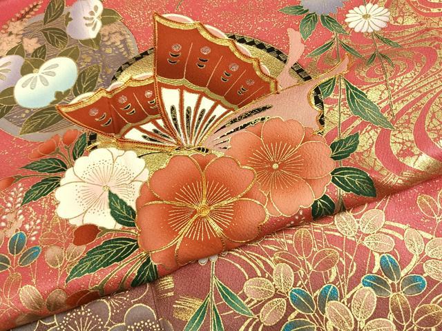 平和屋着物●豪華振袖　駒刺繍　花蝶文　暈し染め　金銀彩　正絹　逸品　AABG4666fy
