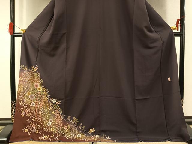 平和屋着物●越後十日町の一流染匠 桐屋・翠山工房 訪問着 絞り 辻が花 暈し染め 金彩 やまと誂製 ロング丈 正絹 逸品 AABG4667fy