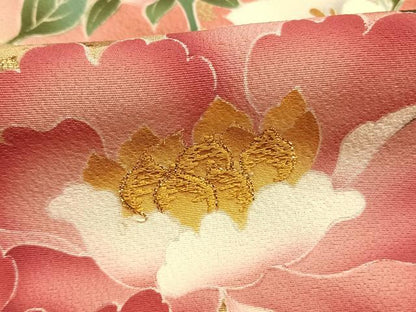 平和屋着物●豪華振袖　駒刺繍　花鳥文　暈し染め　金彩　正絹　逸品　AABG4671fy