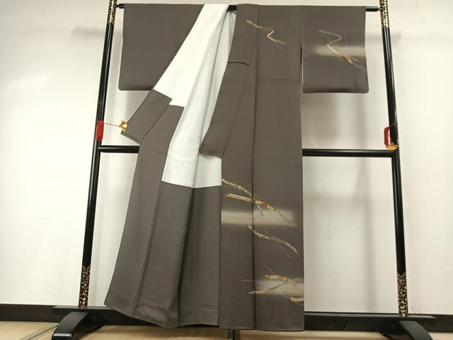 平和屋着物●訪問着　刺繍　熨斗花文　暈し染め　金銀糸　金銀彩　正絹　逸品　AABG4674fy