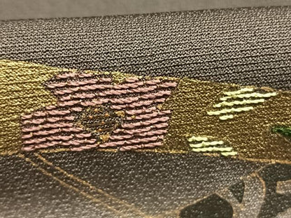 平和屋着物●訪問着　刺繍　熨斗花文　暈し染め　金銀糸　金銀彩　正絹　逸品　AABG4674fy
