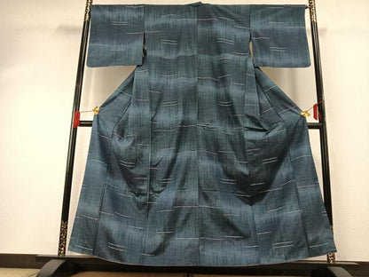 平和屋着物●上質な紬　めがね織　吉野織　変わり縞　正絹　逸品　AABG4675fy