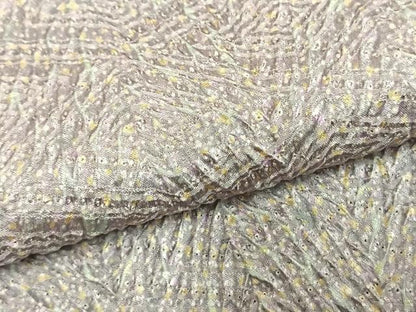 平和屋着物●名門　藤娘きぬたや・総絞り(杢目絞り)　小紋　霞文　正絹　逸品　AABG4677fy