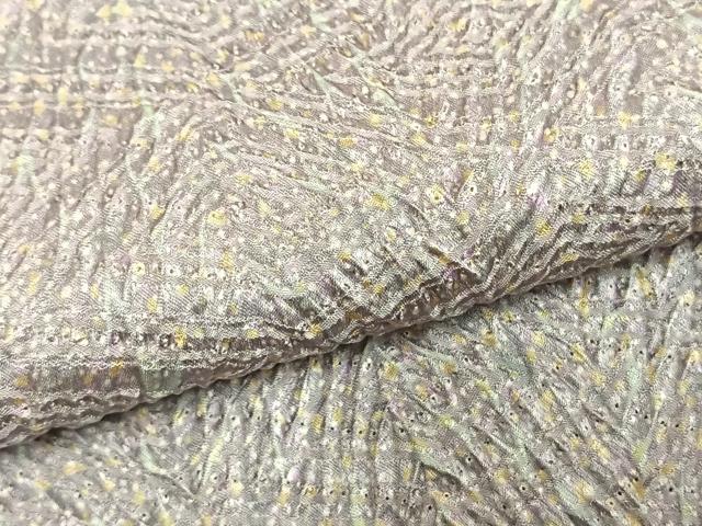 平和屋着物●名門　藤娘きぬたや・総絞り(杢目絞り)　小紋　霞文　正絹　逸品　AABG4677fy