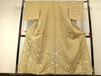 平和屋着物●本場大島紬　染大島　草花文　金彩　正絹　逸品　AABG4681fy