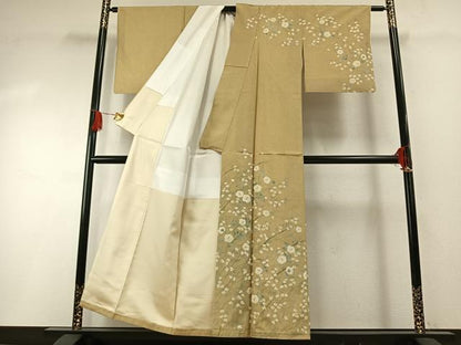 平和屋着物●本場大島紬　染大島　草花文　金彩　正絹　逸品　AABG4681fy