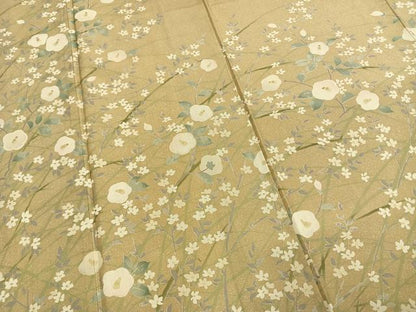 平和屋着物●本場大島紬　染大島　草花文　金彩　正絹　逸品　AABG4681fy