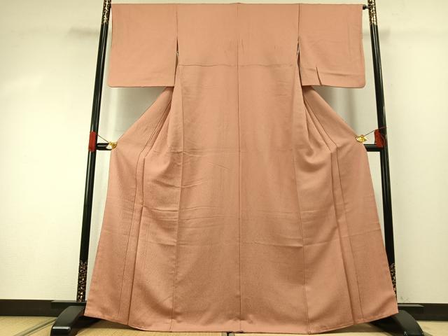 平和屋着物●上質な色無地　紋意匠　一斤染色　正絹　逸品　AABG4682fy