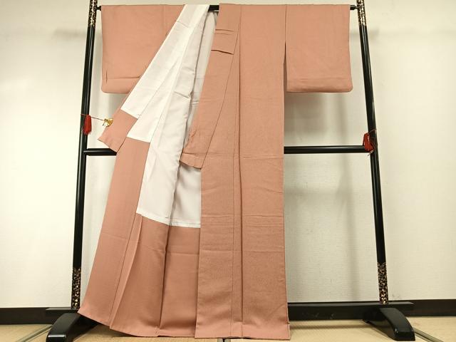 平和屋着物●上質な色無地　紋意匠　一斤染色　正絹　逸品　AABG4682fy