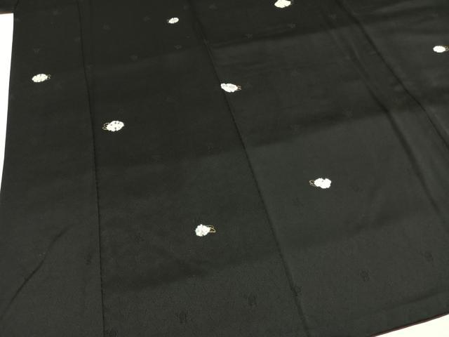 平和屋着物●上質な小紋　草花文　黒地　金彩　正絹　逸品　AABG4683fy