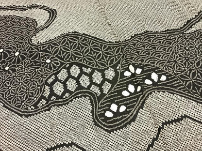 平和屋着物●訪問着　総絞り　流水花文　黒地　正絹　逸品　AABG4684fy
