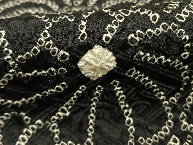 平和屋着物●訪問着　総絞り　流水花文　黒地　正絹　逸品　AABG4684fy