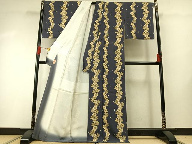 平和屋着物●上質な小紋　花間道　正絹　逸品　未使用　AABG4686fy