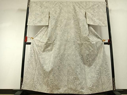 平和屋着物●本場大島紬　白大島　カタス7マルキ　草花文　正絹　逸品　AABG4688fy