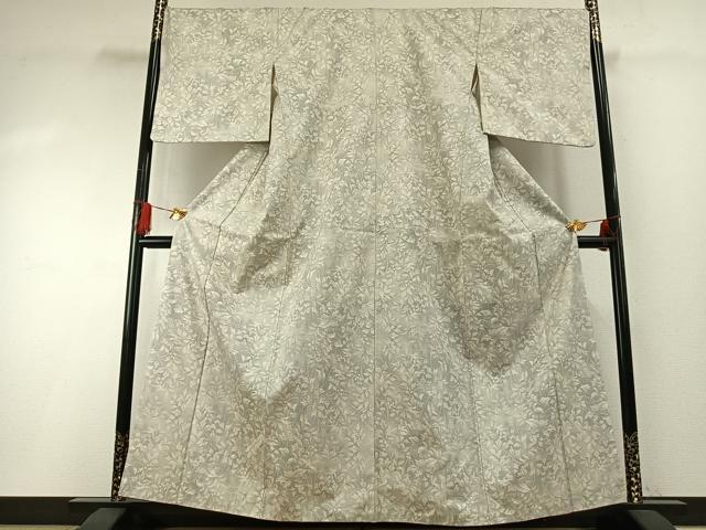 平和屋着物●本場大島紬　白大島　カタス7マルキ　草花文　正絹　逸品　AABG4688fy