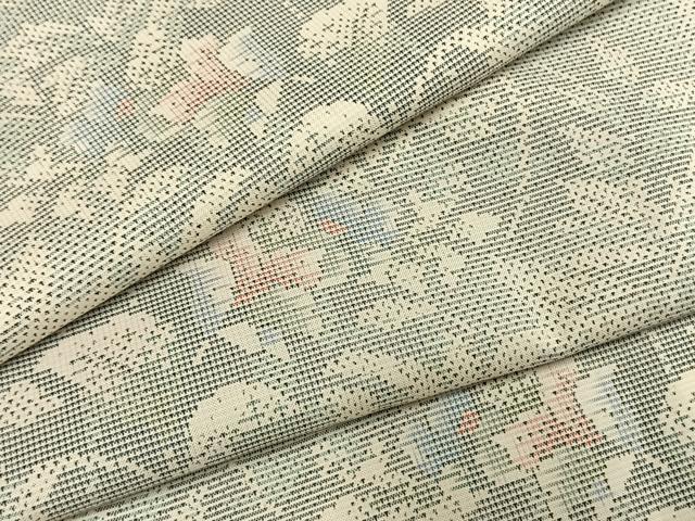 平和屋着物●本場大島紬　白大島　カタス7マルキ　草花文　正絹　逸品　AABG4688fy