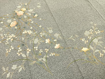 平和屋着物●訪問着　草花文　金彩　正絹　逸品　AABG4690fy