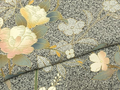 平和屋着物●訪問着　草花文　金彩　正絹　逸品　AABG4690fy