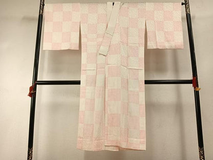 平和屋着物●長襦袢　無双仕立て　市松花唐草地紋　正絹　逸品　AABG4691fy