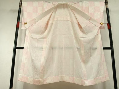平和屋着物●長襦袢　無双仕立て　市松花唐草地紋　正絹　逸品　AABG4691fy