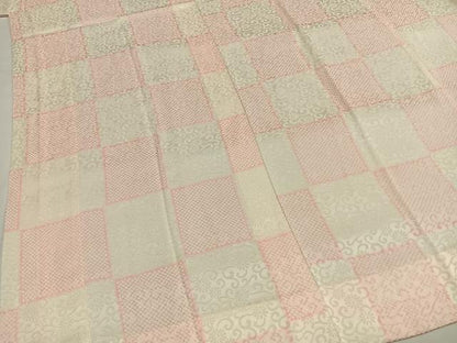 平和屋着物●長襦袢　無双仕立て　市松花唐草地紋　正絹　逸品　AABG4691fy