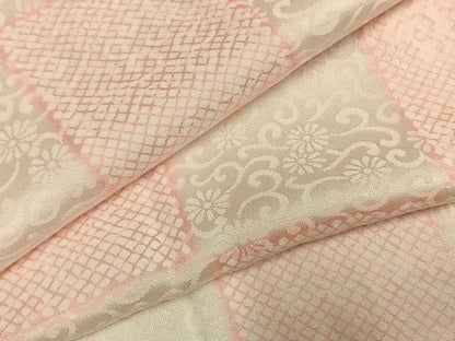平和屋着物●長襦袢　無双仕立て　市松花唐草地紋　正絹　逸品　AABG4691fy