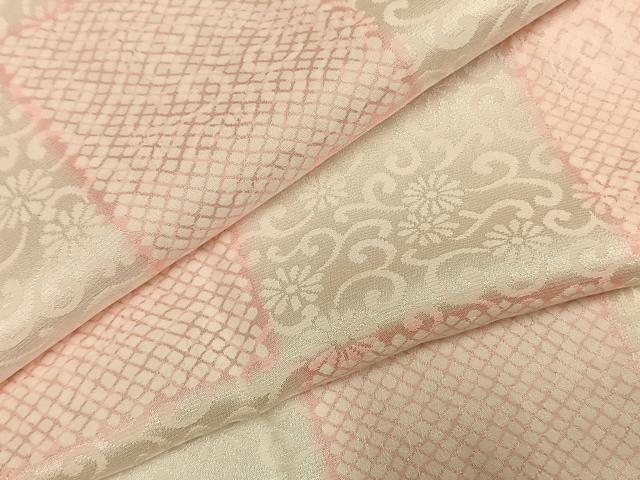 平和屋着物●長襦袢　無双仕立て　市松花唐草地紋　正絹　逸品　AABG4691fy