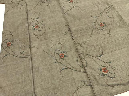 平和屋着物●本場大島紬　カタス9マルキ　花唐草文　正絹　逸品　AABG4693fy
