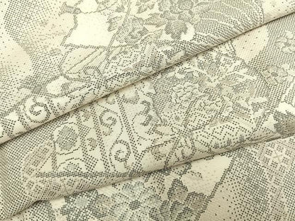 平和屋着物●本場大島紬　白大島　カタス9マルキ　扇面花文　正絹　逸品　未使用　AABG4694fy