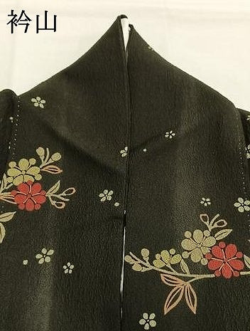 平和屋着物●訪問着　松竹梅　黒地　正絹　逸品　AABG4699fy