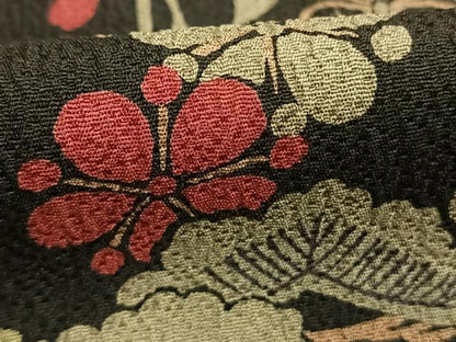 平和屋着物●訪問着　松竹梅　黒地　正絹　逸品　AABG4699fy