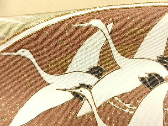 平和屋着物●訪問着　友禅　駒刺繍　地紙飛鳥文　金彩　正絹　逸品　AABG4701fy