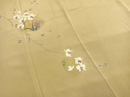 平和屋着物●訪問着　友禅　枝花文　枯色　暈し染め　金彩　正絹　逸品　AABG4706fy