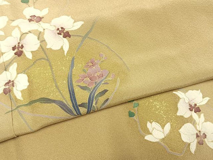 平和屋着物●訪問着　友禅　枝花文　枯色　暈し染め　金彩　正絹　逸品　AABG4706fy