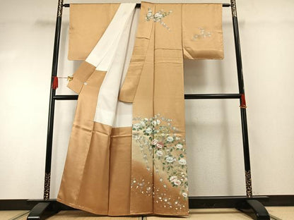 平和屋着物●訪問着　刺繍　枝花文　暈し染め　金銀彩　金糸　正絹　逸品　未使用　AABG4709fy